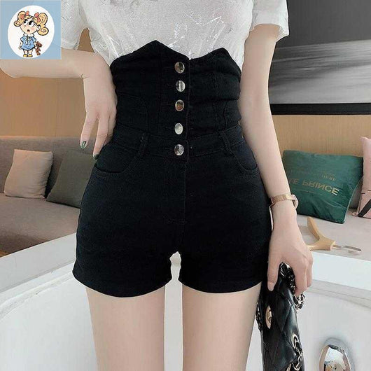 Shorts Denim Cintura Alta Slim Pierna Ancha Negro Multiuso - Image 9