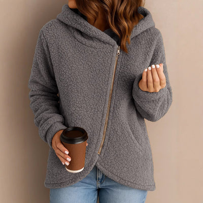 Sudadera Suelta de Lana de Cordero con Cierre y Mangas Largas - Image 3