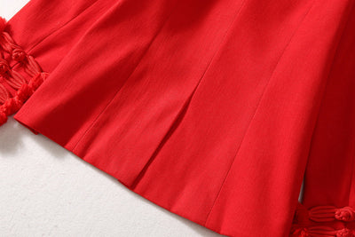 Traje Elegante con Falda Plisada y Saco de Cuello Mao con Botones Chinos - Image 7