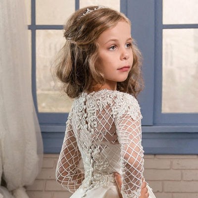 Vestidos Largos de Manga Larga para Niña en Champagne - Image 9