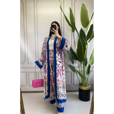 Conjunto Elegante de Camisa Estampada y Pantalón Ancho - Image 9