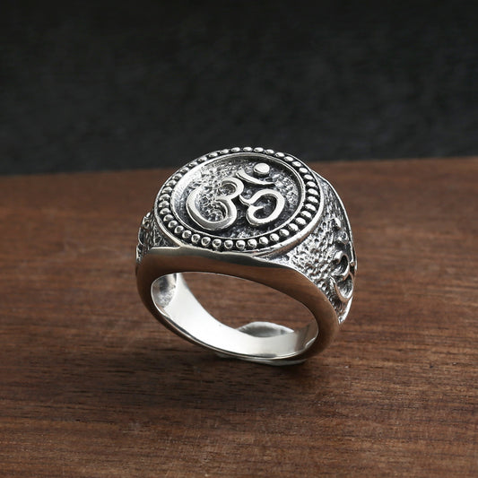 Anillo de Plata Esterlina S925 Vintage con Sánscrito Antiguo - Image 2