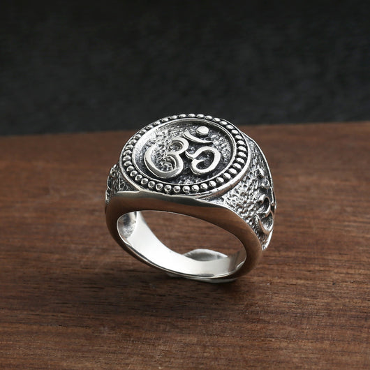 Anillo de Plata Esterlina S925 Vintage con Sánscrito Antiguo - Image 2