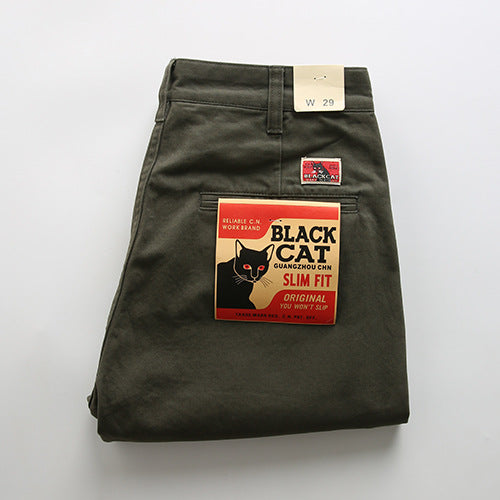 Pantalones Casuales Rectos de Algodón Twill Retro para Hombre - Image 7