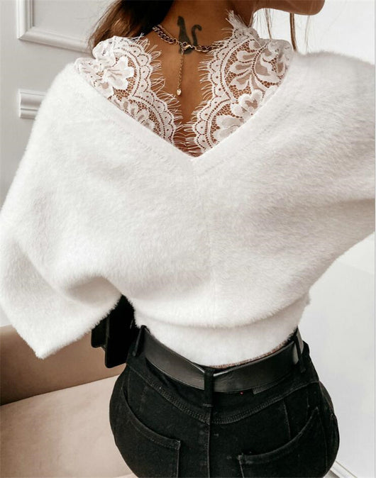 Blusa Térmica de Encaje en Colores Sólidos con Manga Larga - Image 14