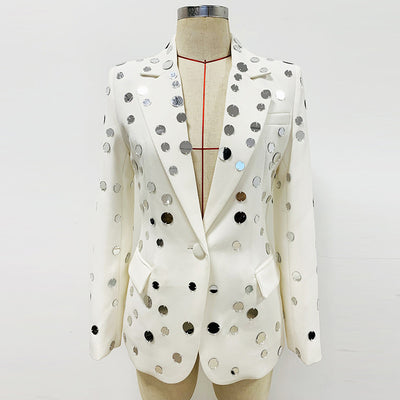 Blazer Elegante con Detalles de Perlas y Botón Decorativo - Image 2