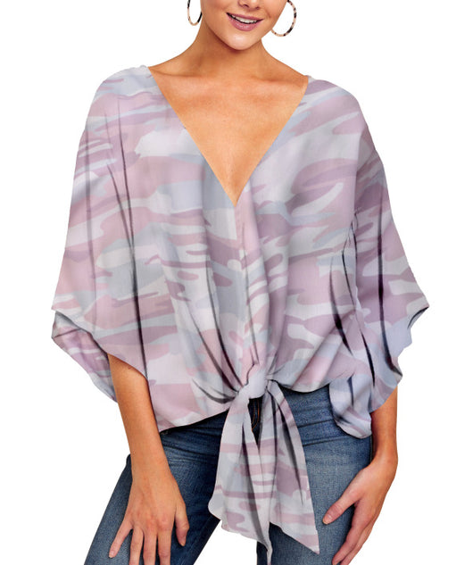 Blusa Leopardo Mujer con Nudo Floral y Mangas Murciélago - Oversize Verano - Image 11