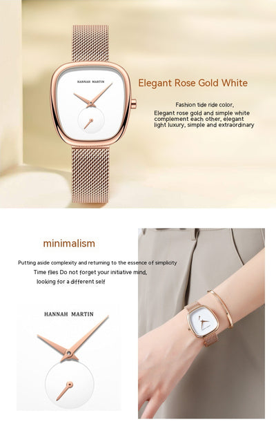 Reloj Cuarzo Acero Inoxidable Milano Malla Mujer Diseño Tonneau - Image 14