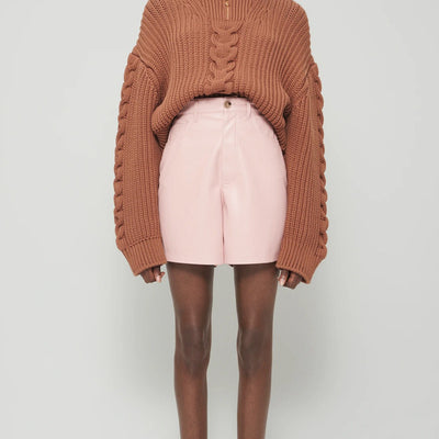 Shorts de Cuero Talle Alto para Mujer - Diseño Casual y Versátil - Image 3