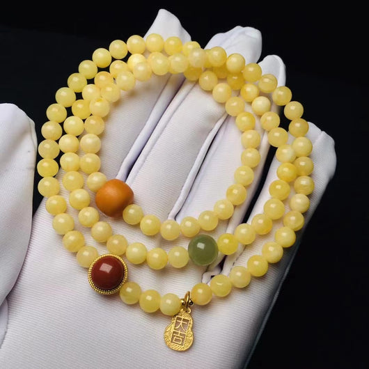 Pulsera de Cera de Abeja Natural con Círculos Múltiples para Mujer