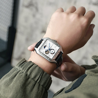 Reloj Mecánico Automático Cuadrado Impermeable con Diseño Calado para Hombre - Image 3