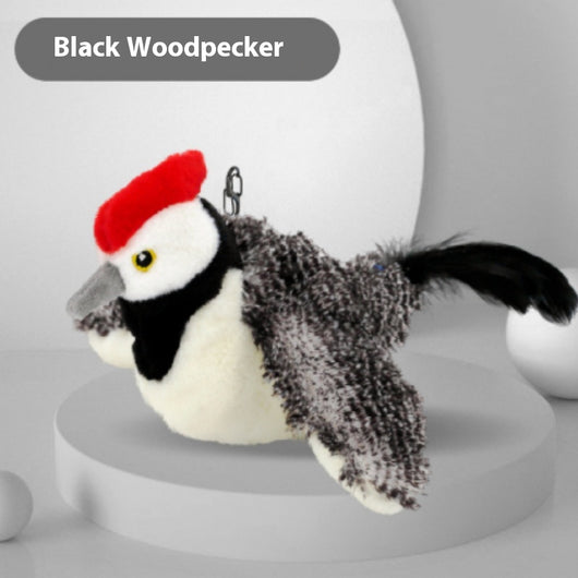 Brown plush bird pet toy with a hook for hanging, featuring a realistic design and bite-resistant material. - Image 17