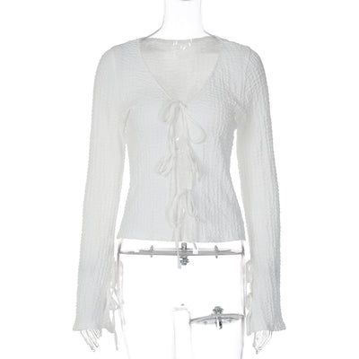 Cardigan Mujer con Encaje y Espalda Descubierta Manga Larga - Image 6