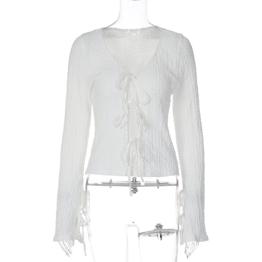 Cardigan Mujer con Encaje y Espalda Descubierta Manga Larga - Image 6
