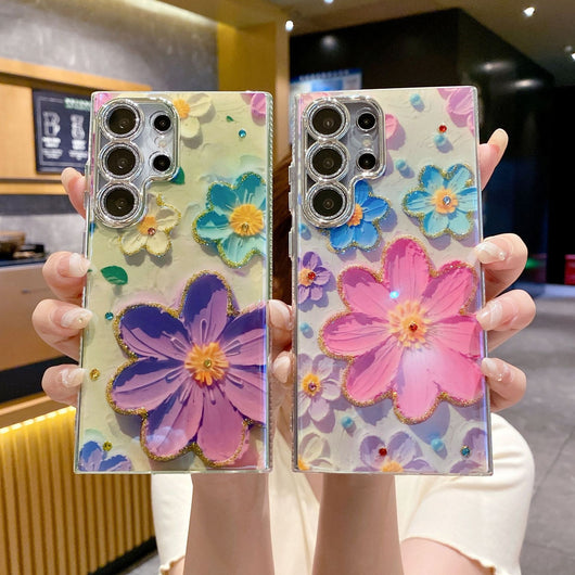 Funda para Celular con Diseño Floral de Diamantes y Protección de Lente - Image 4
