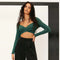 Blusa Crop Top Escote V Mujer Ajustada Punto Liso Versátil