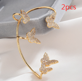 Aretes Mariposa Dorados sin Perforación con Circonitas Brillantes - Image 12