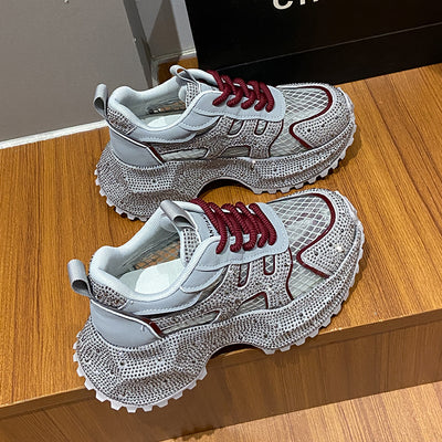 Zapatillas Deportivas Plataforma Gruesa para Mujer con Brillo y Cristales - Amarillo Claro - Image 25