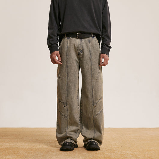 Pantalones Vaqueros Retro Lavados Baggy Straight para Hombre y Mujer