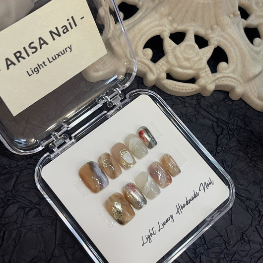 Puntas de Uñas Artesanales Luxury Maillard - Diseño Premium Hecho a Mano
