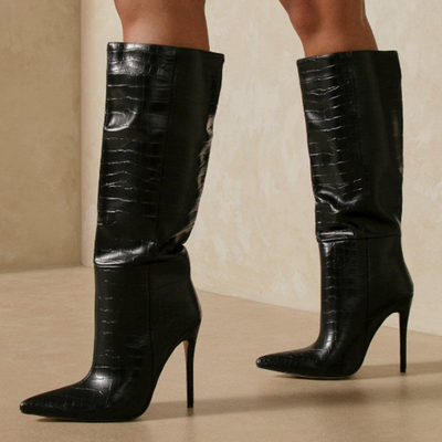 Botas de Tacón Stiletto Punta Afilada Talla Grande para Mujer - Image 9