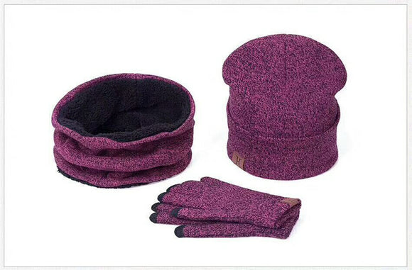 Gorro Tres Piezas con Forro de Terciopelo Cálido