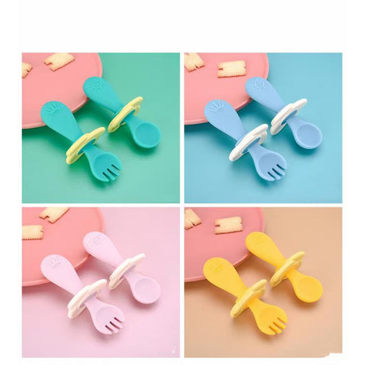 Cubiertos Infantiles de Silicona con Mango Corto - Juego de Cuchara y Tenedor Seguro - Image 7