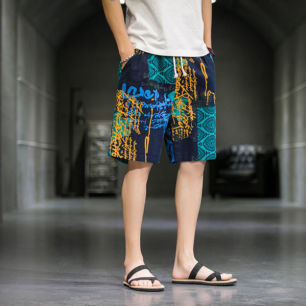 Shorts de Playa Talla Grande Estilo Chino en Algodón y Lino