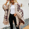 Cardigan Poncho a Cuadros con Flecos para Mujer