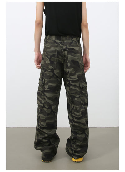 Pantalones Vaqueros Cargo Retro Camuflaje con Bolsillos Grandes - Image 10
