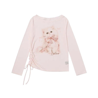 Blusa Manga Larga con Estampado de Gatos para Mujer - Primavera y Otoño - Image 6