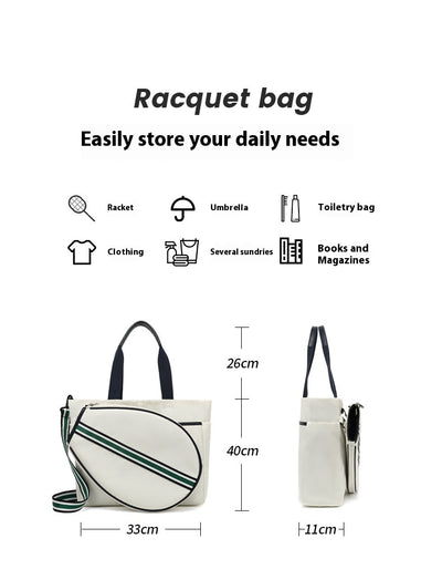 Bolso Deportivo de Lona a Rayas para Raqueta de Tenis y Playa - Image 9