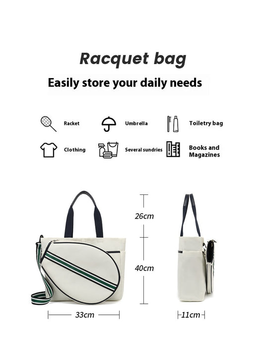 Bolso Deportivo de Lona a Rayas para Raqueta de Tenis y Playa - Image 9