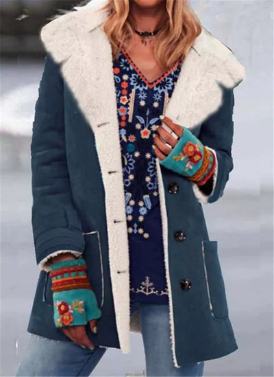 Chaqueta de Felpa Midi con Solapas y Bolsillos Parche - Image 5