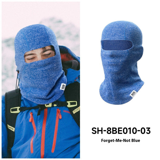 Morning glory red balaclava made from polar fleece windproof fabric, covering the head, neck, and lower face. - Image 12