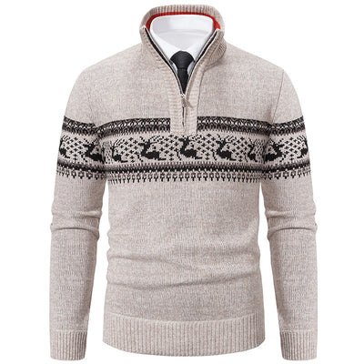 Suéter Tejido de Cuello Medio Cierre Half-zip Talla Grande - Image 3