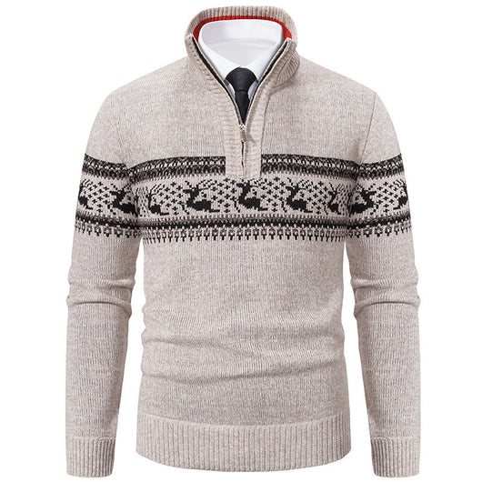 Suéter Tejido de Cuello Medio Cierre Half-zip Talla Grande - Image 3