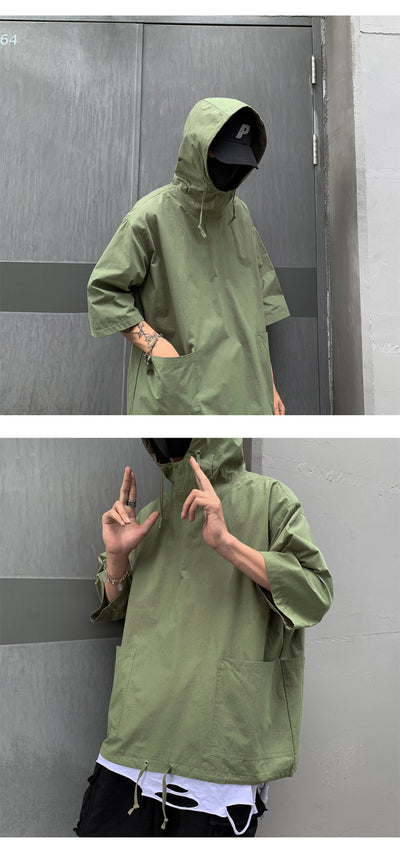Playera Suelta con Capucha Estilo Hong Kong Manga Media Hombre - Image 8