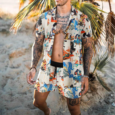 Camisa Suelta Retro para Hombre - Estilo Personalidad Playa Manga Corta - Image 14