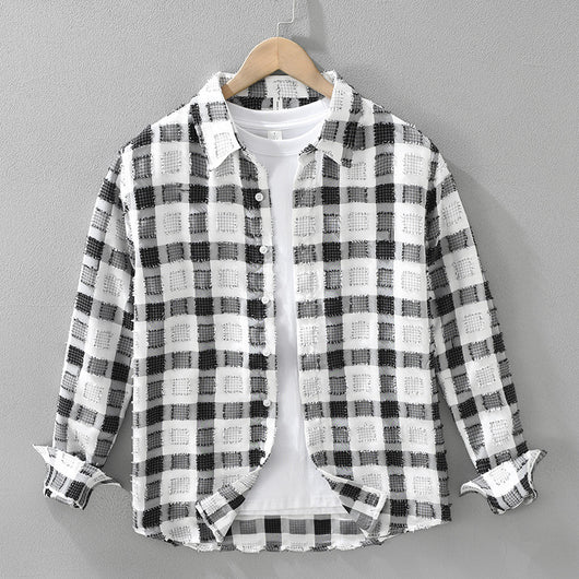 Camisa de Cuadros Japonesa Manga Larga para Hombre