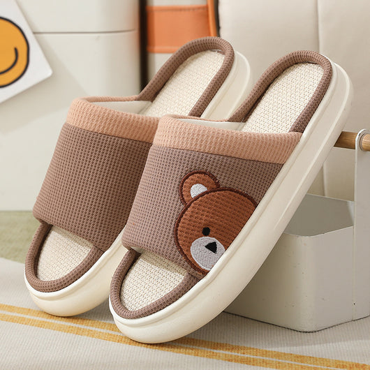 Pantuflas de Lino con Oso Adorable para Mujer - Cómodas, Antideslizantes y Transpirables - Image 7