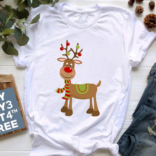 Playera Navideña con Estampado de Reno para Mujer - Image 8