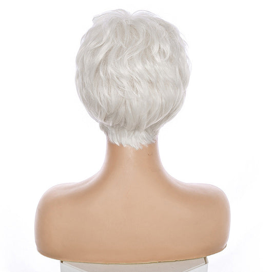 Peluca Blanca de Fibra Química Resistente al Calor - Estilo Abuela Clásico - Image 3