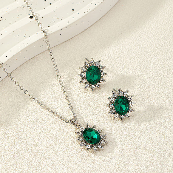 Conjunto de Aretes y Collar Girasol con Circones - Estilo Europeo y Americano