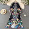 Vestido Hada Estampado con Cuello Solapa y Mangas Abullonadas