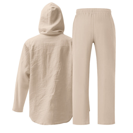 Conjunto de Camisa y Pantalón de Lino Holgado con Capucha - Comodidad Respirante - Image 28