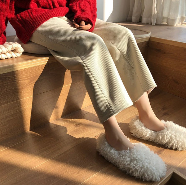 Pantalones de Pana Cintura Alta para Mujer Corte Holgado