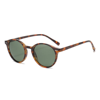 Round black full-rim sunglasses with vibrant blue polarized lenses, ideal for sun protection and fashion. - Image 6