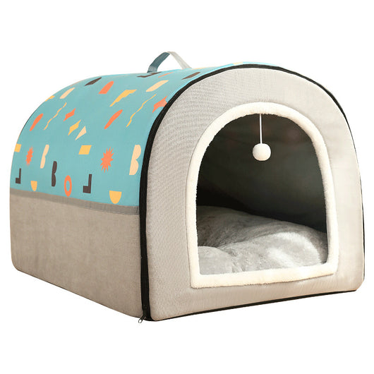 Casa Cama para Mascotas Desmontable con Patrón Geométrico Bicolor - Image 4