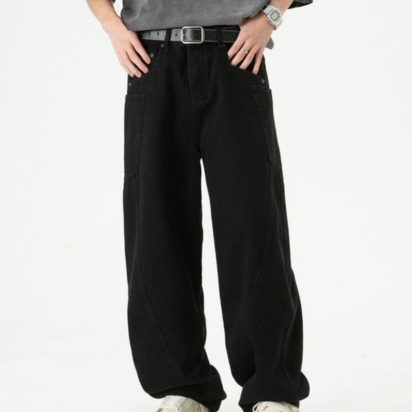 Pantalones Cargo Denim Retro Sueltos de Pierna Ancha